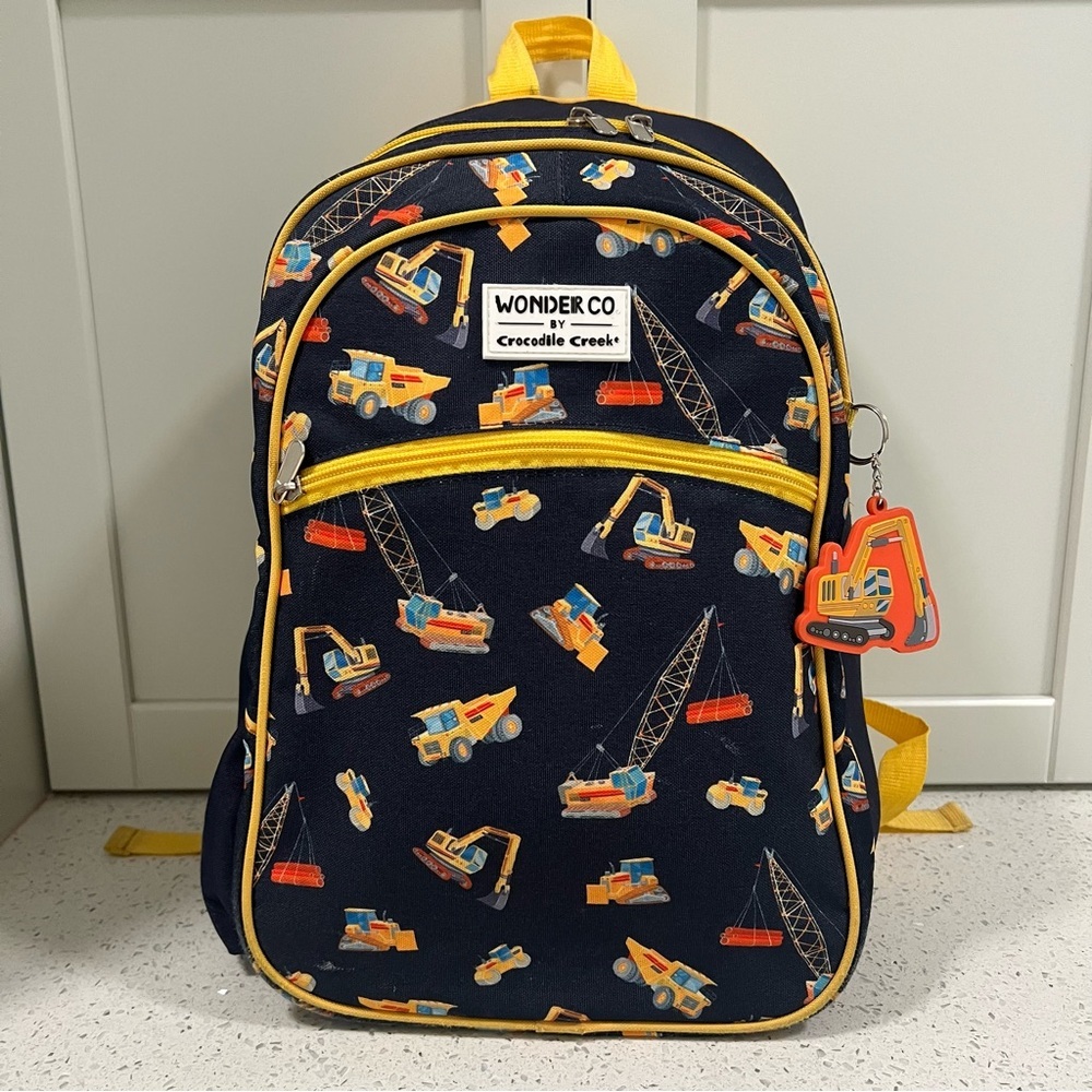 WONDER CO. x CROCODILE CREEK Collab Kids Construction Truck Backpack w Keychain
